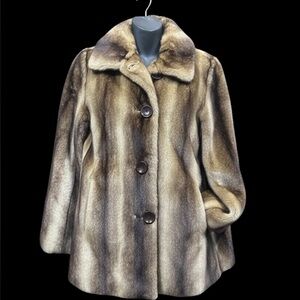 Elegant east 5th size medium faux blonde mink swing coat  Brown Faux Fur Coat